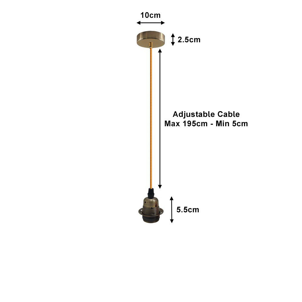 Green Brass Vintage Industrial Pendant Light Fitting - 2 Pack