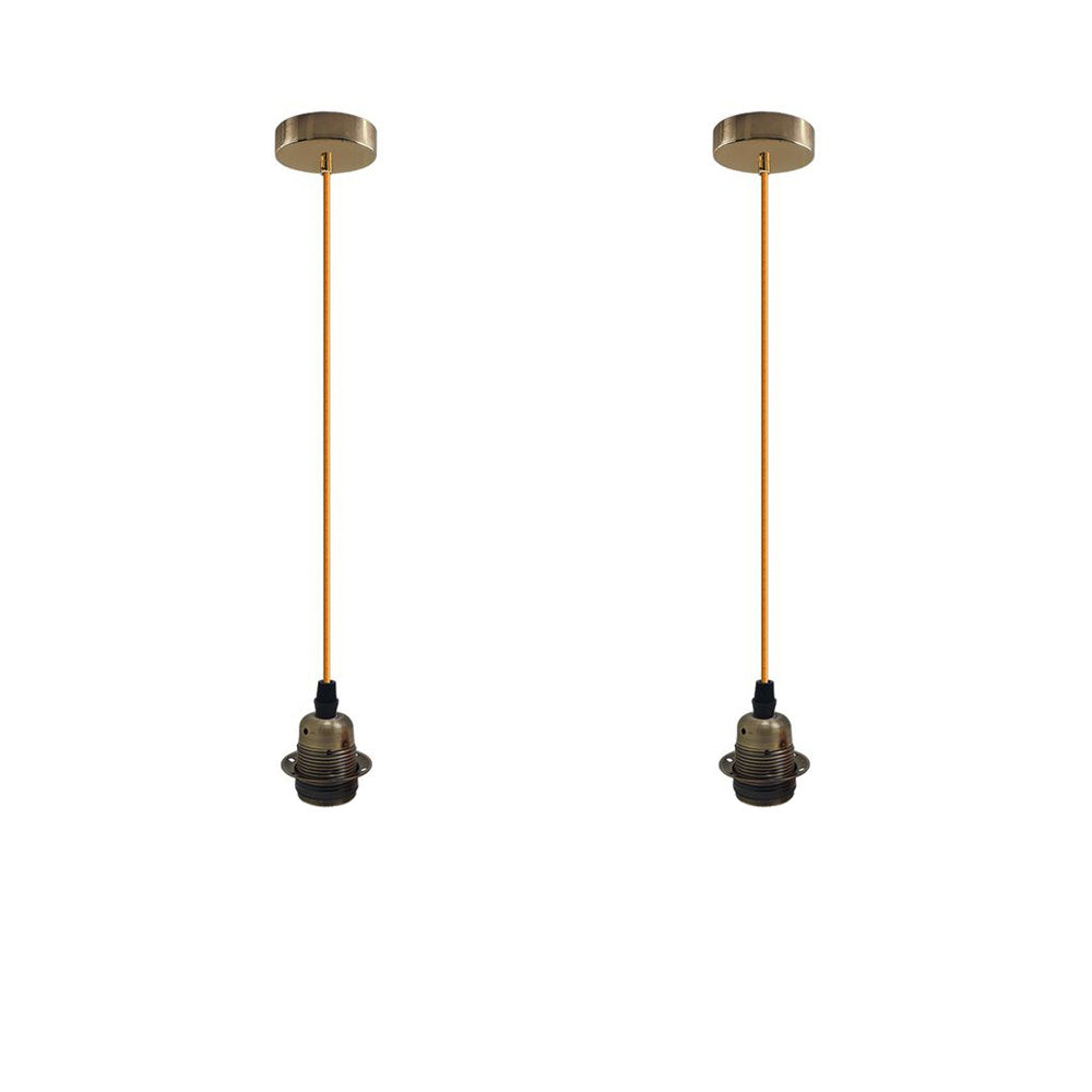 Green Brass Vintage Industrial Pendant Light Fitting - 2 Pack