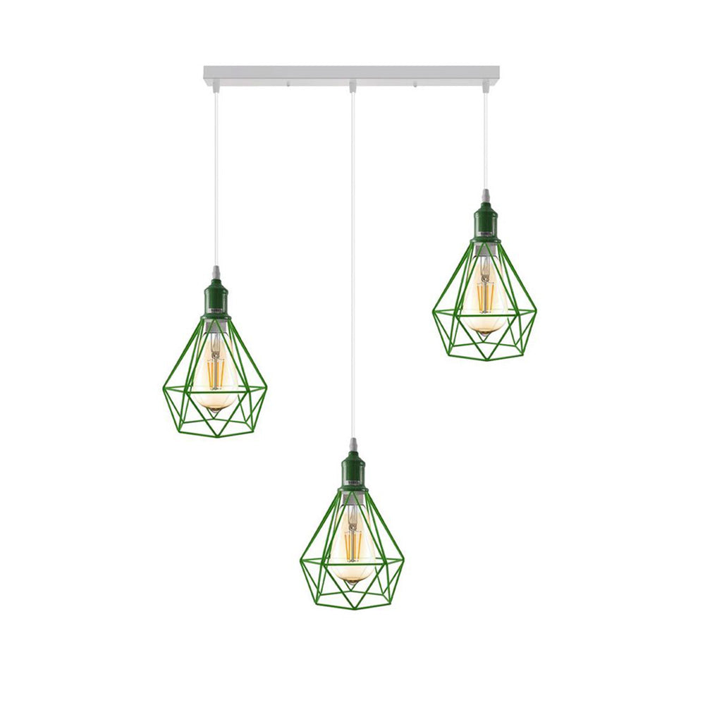 Green Diamond Cage 3 Light Pendant