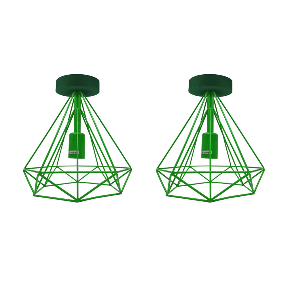 Green Diamond Cage Ceiling Lights - 2 Pack