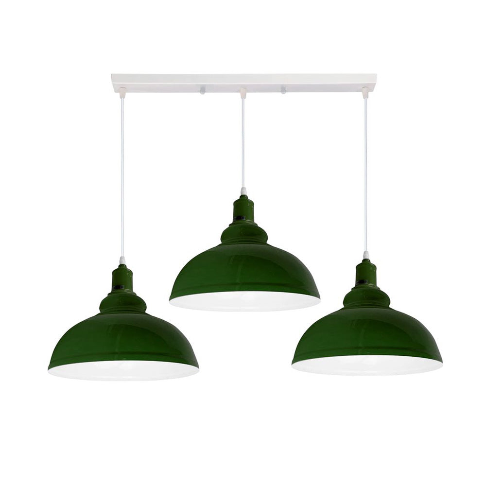 Dome Vintage Style 3 Light Pendant in 8 Colours