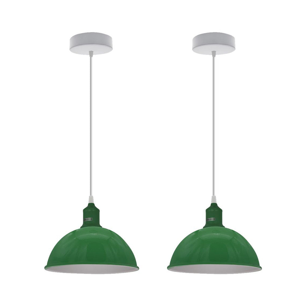 Green Small Dome Pendant Lights - Without Bulbs - 2 Pack