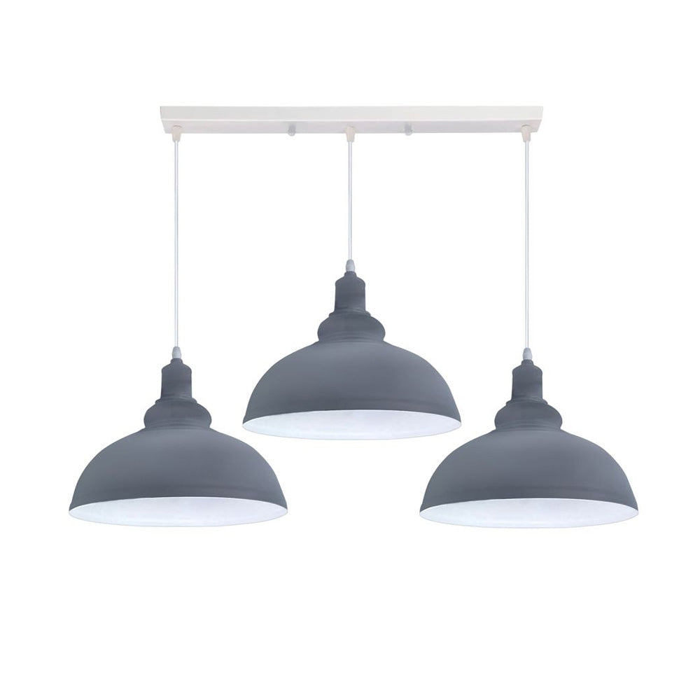 Dome Vintage Style 3 Light Pendant in 8 Colours