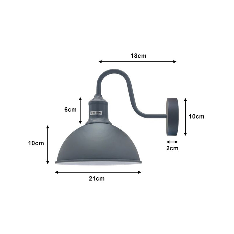 Dome Industrial Swan Neck Wall Lights - 2 Pack