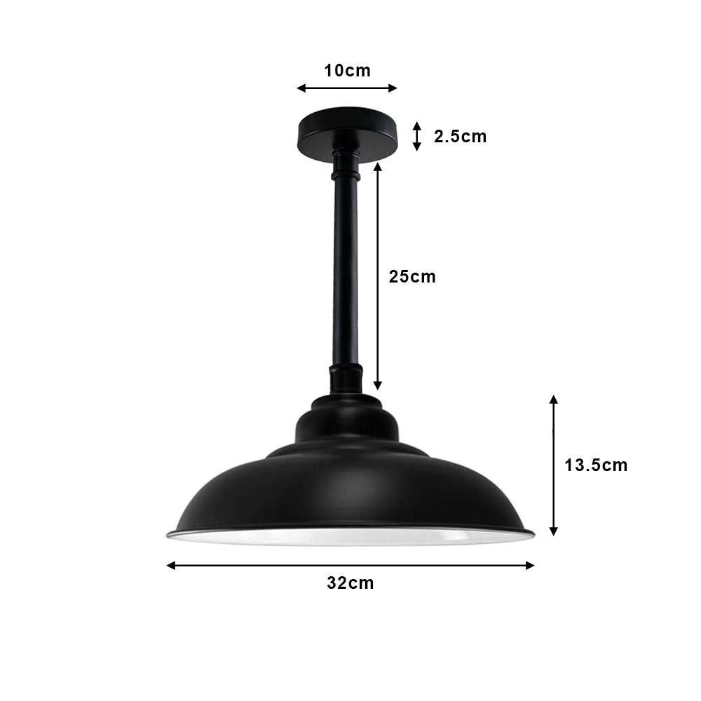 Black Industrial Stem Mount Ceiling Light