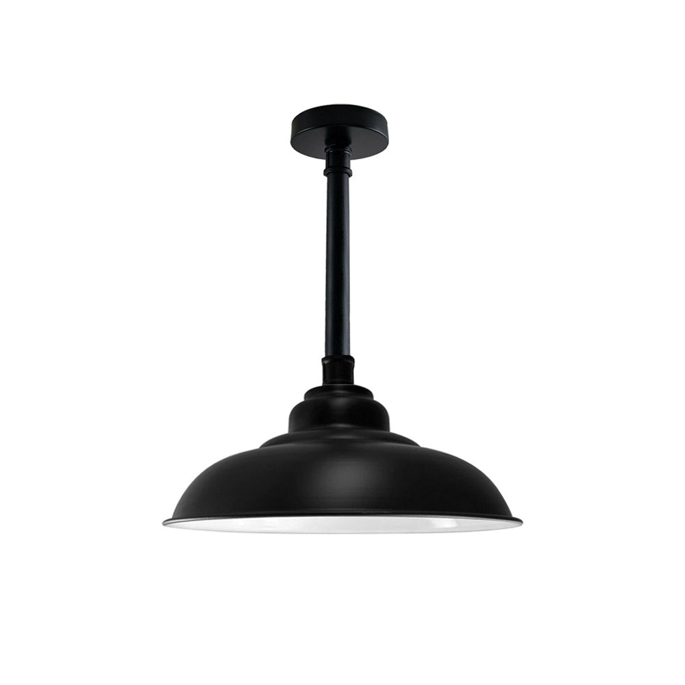 Black Industrial Stem Mount Ceiling Light