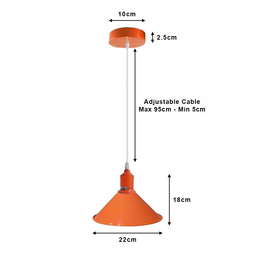 Orange Pendant Light with Cone Shade