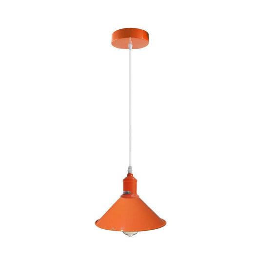 Orange Pendant Light with Cone Shade