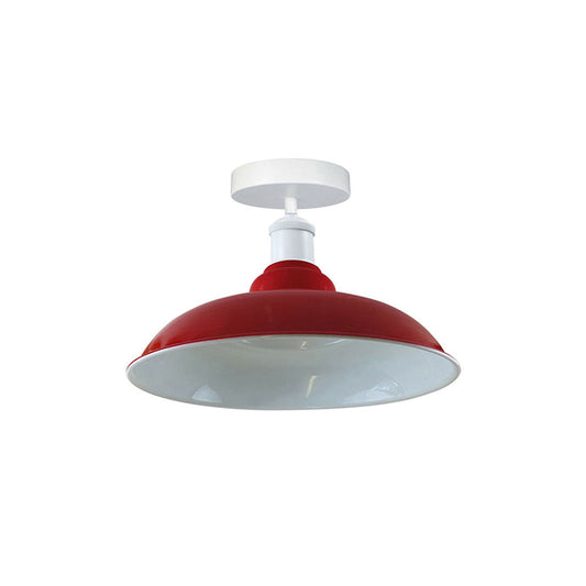 Red Bowl Retro Ceiling Light - Flush Mounted