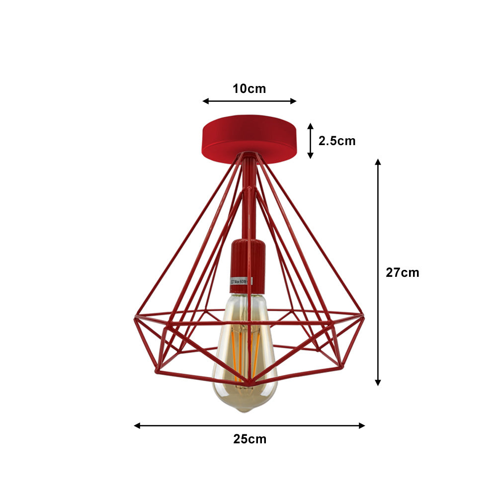 Red Diamond Cage Ceiling Lights - 2 Pack