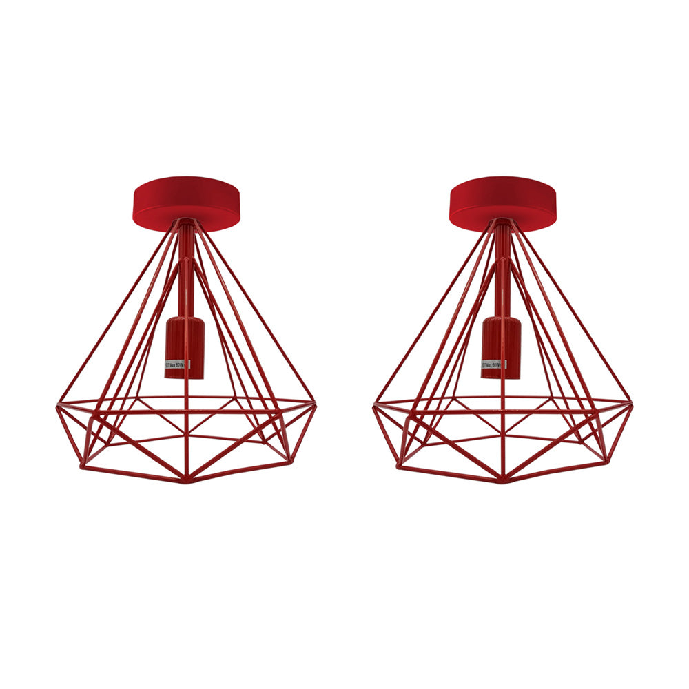 Red Diamond Cage Ceiling Lights - 2 Pack