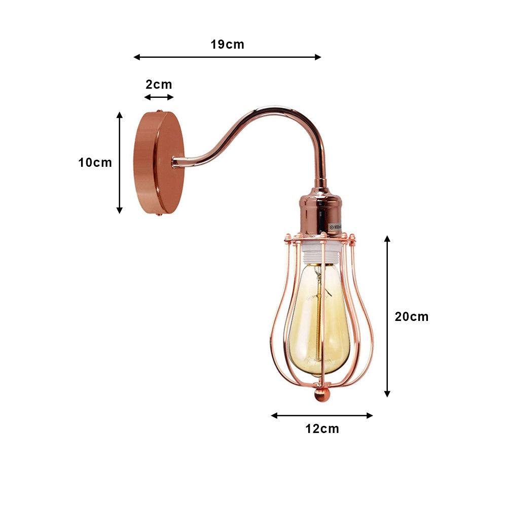Rose Gold Cage Swan Neck Wall Light
