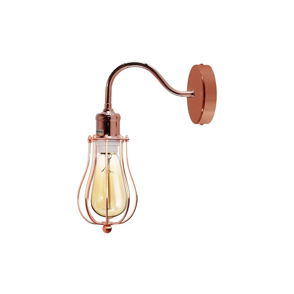 Rose Gold Cage Swan Neck Wall Light