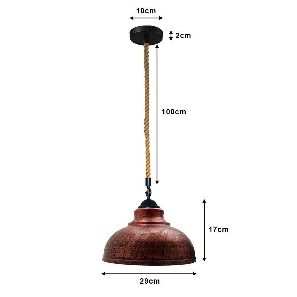 Brushed Copper Dome Vintage Rope Pendant Light