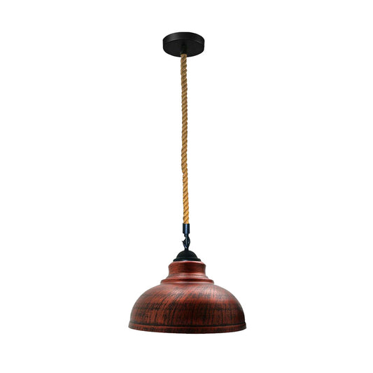 Rustic Red Dome Vintage Rope Pendant Light