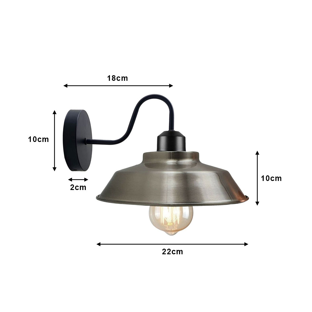 Satin Nickel Bowl Industrial Swan Neck Wall Light