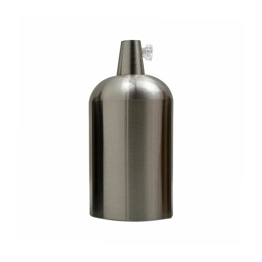 Satin Nickel E27 Vintage Smooth Metal Pendant Lamp Holder - Edison Screw Bulb Holder