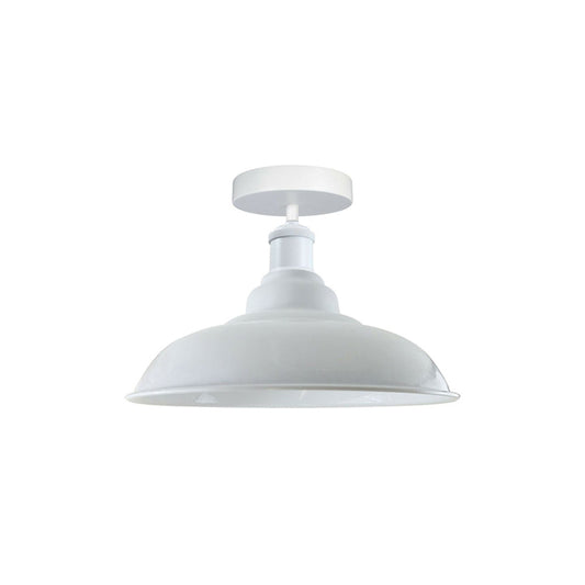 White Bowl Retro Ceiling Light - Flush Mounted