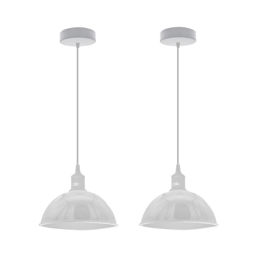 White Small Dome Pendant Lights - Without Bulbs - 2 Pack