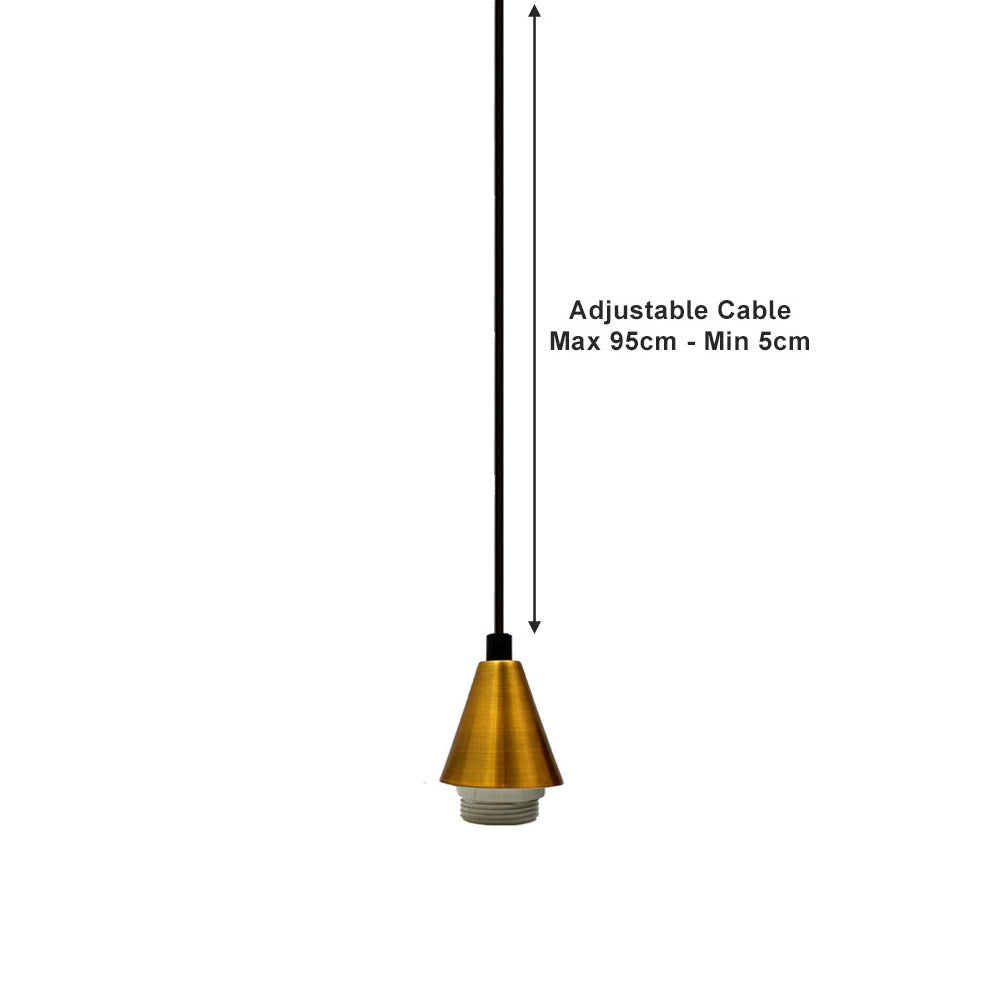 Yellow Brass Cone Pendant Light Fitting - Without Bulb