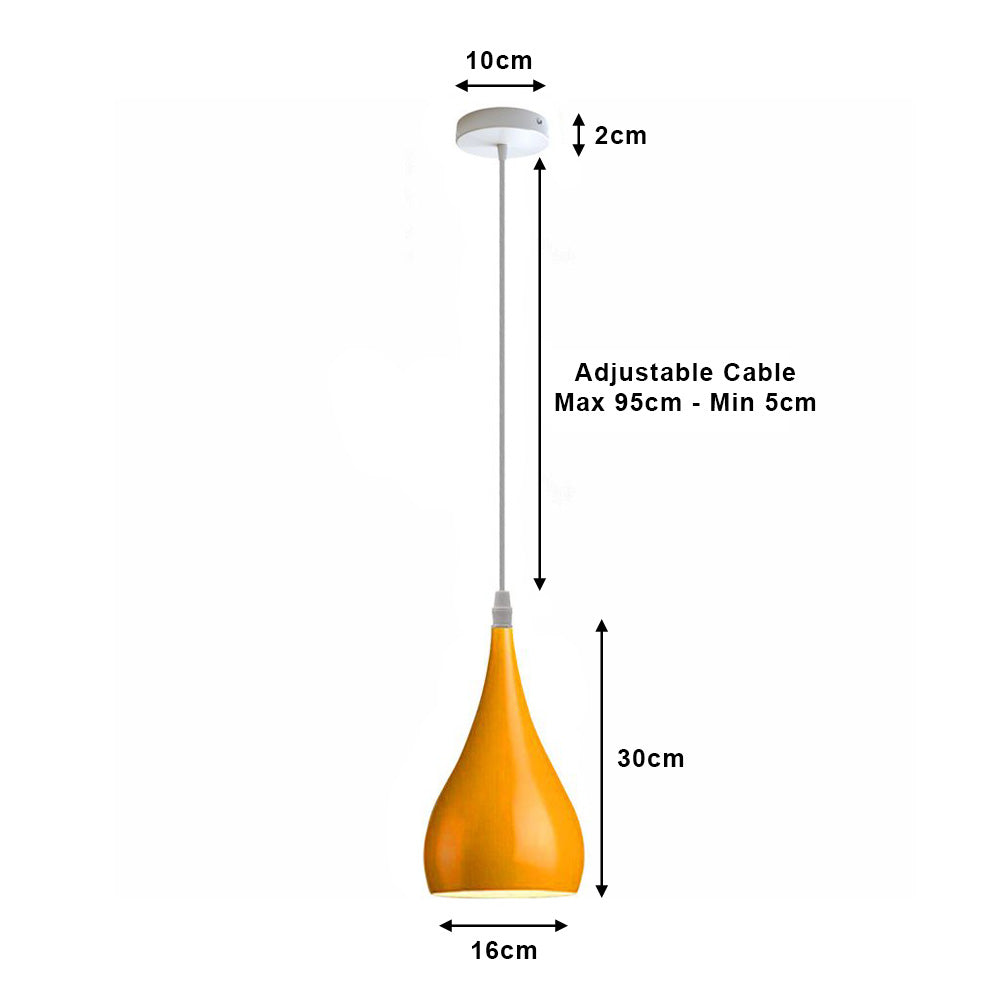 Yellow & White Teardrop Pendant Light