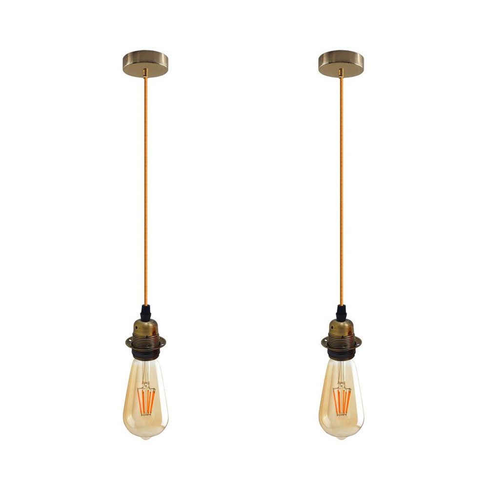 Vintage Industrial Pendant Light Fitting - 2 Pack