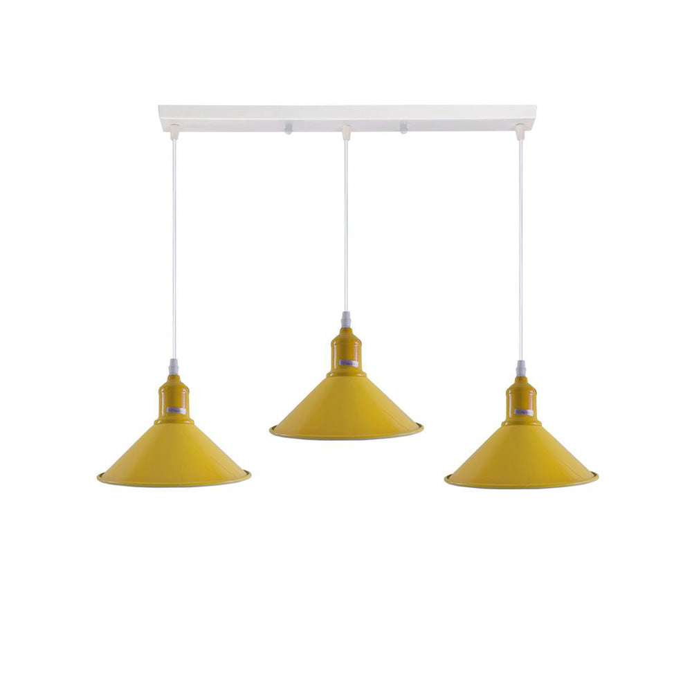 Cone Industrial Style 3 Light Pendant in 9 Colours