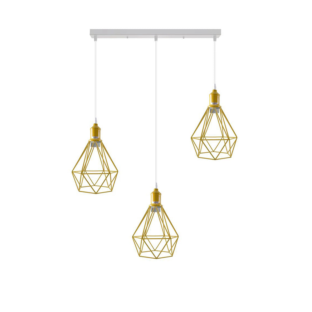 Yellow Diamond Cage 3 Light Pendant