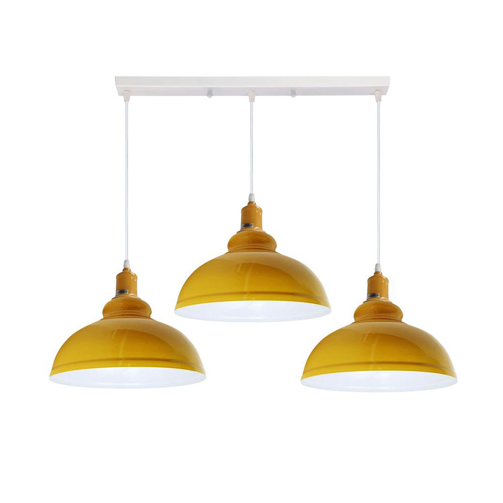 Dome Vintage Style 3 Light Pendant in 8 Colours