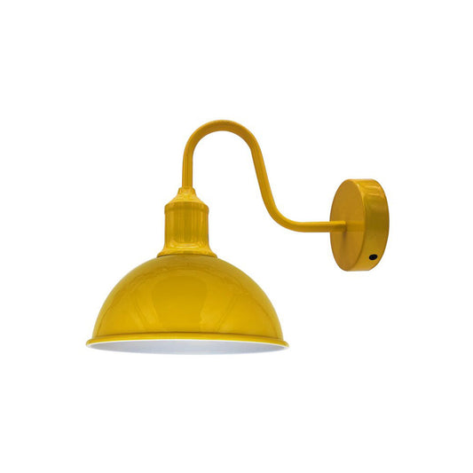 Yellow Wall Light – Industrial Swan Neck Dome Design
