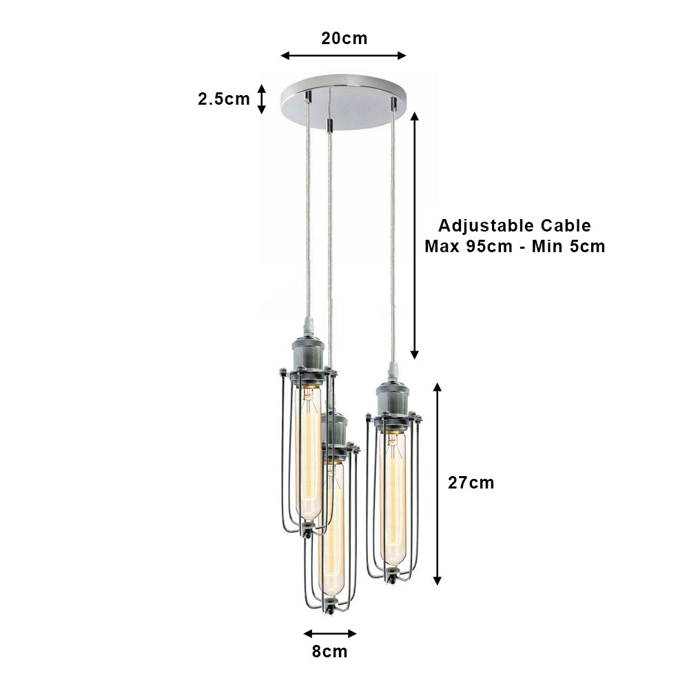 Chrome 3 Light Industrial Pendant