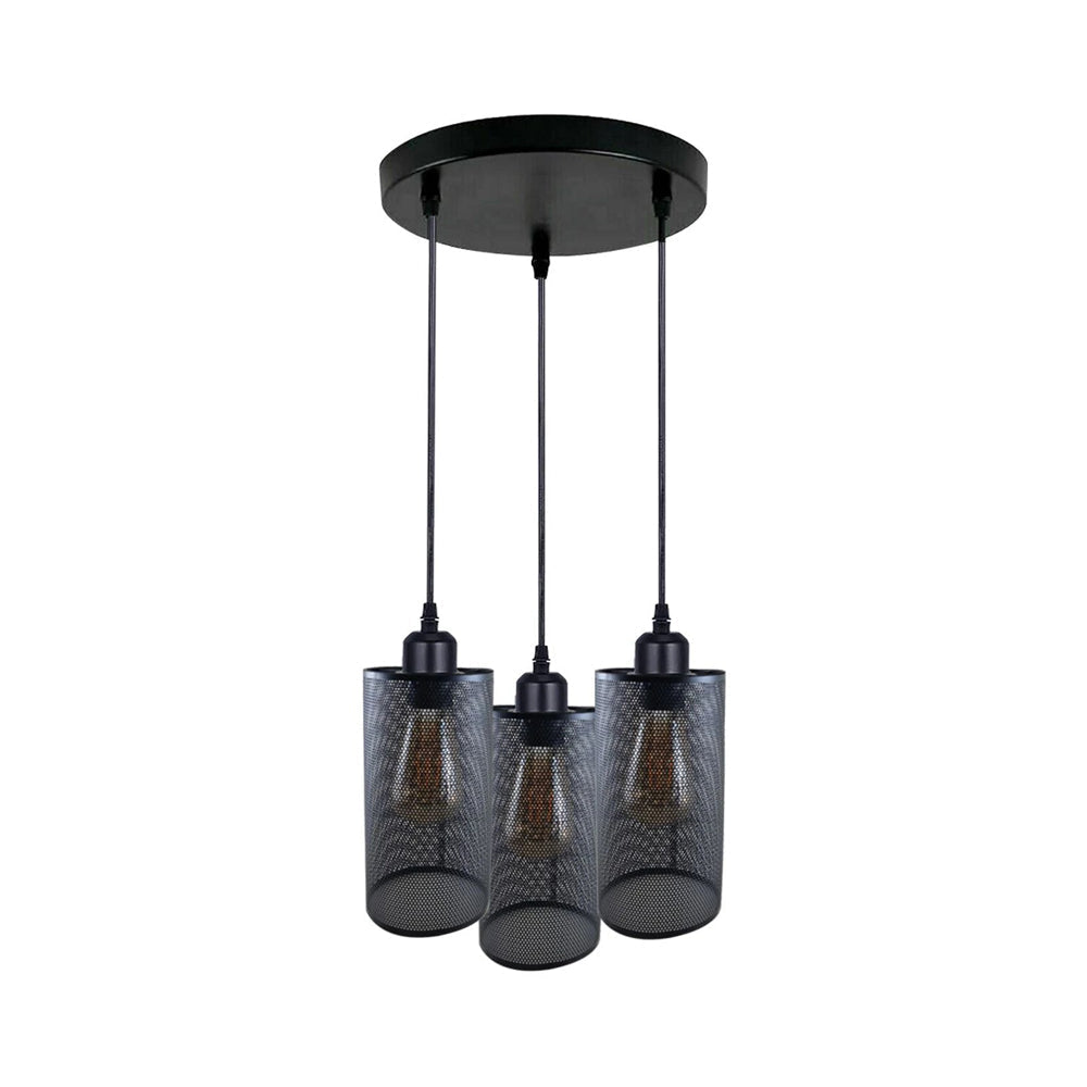 Black 3 Way Cage Cylinder Pendant Light
