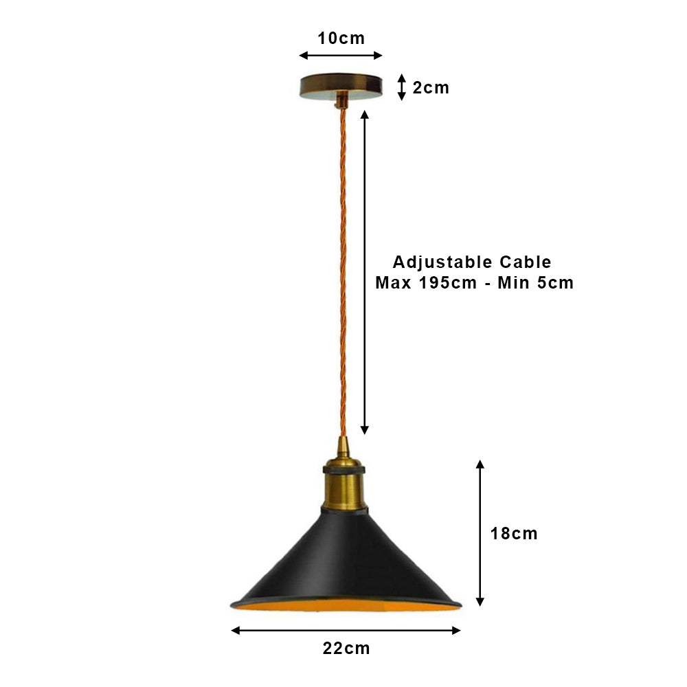 Black Cone Vintage Pendant Light