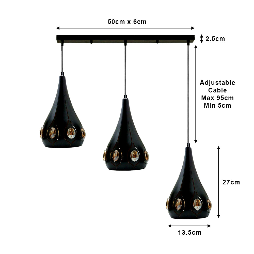 Black Teardrop Cluster Pendant Light