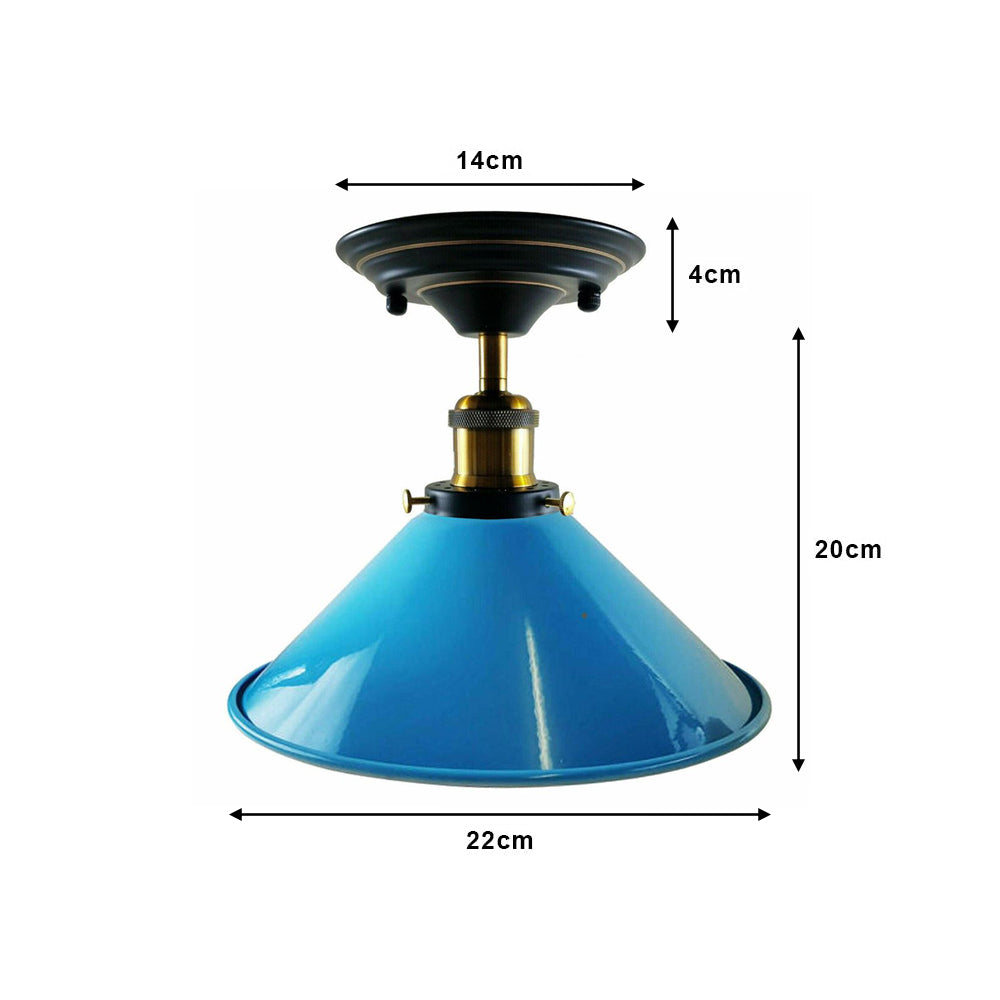 Orange Cone Vintage Style Ceiling Light - Flush Mounted