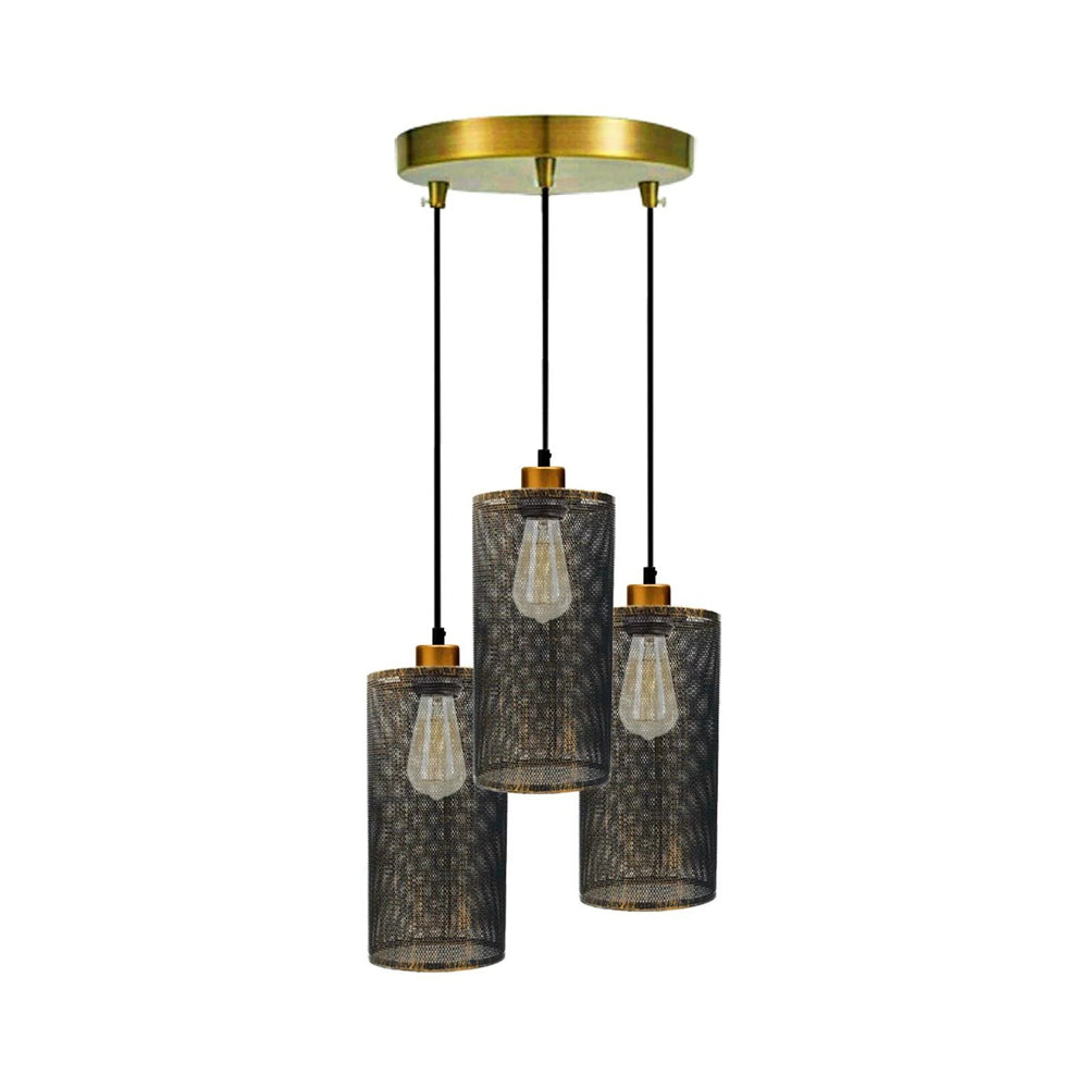 3 Way Cage Cylinder Pendant Light