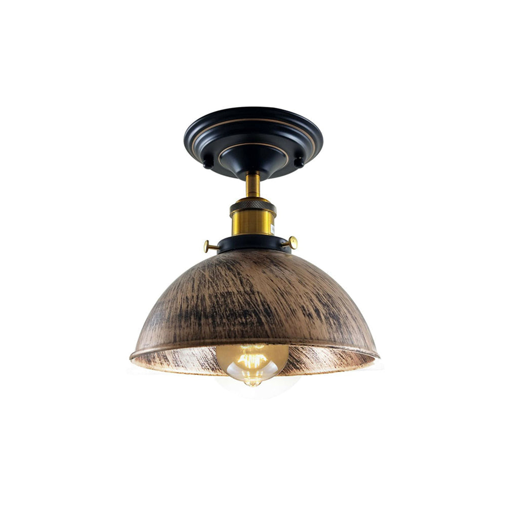 Brushed Copper Dome Vintage Style Ceiling Light - Flush Mounted