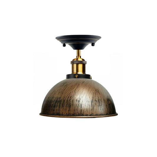 Brushed Copper Dome Vintage Style Ceiling Light - Flush Mounted