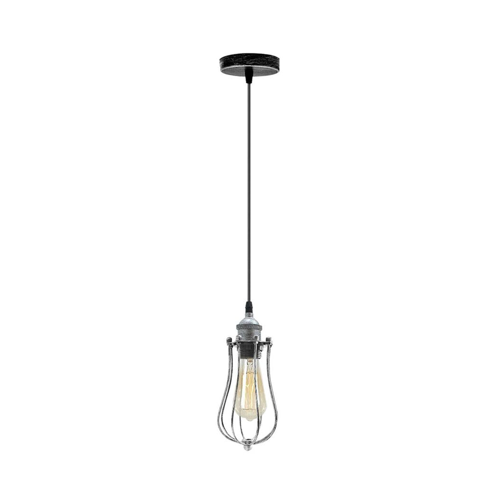 Brushed Silver Cage Pendant Light