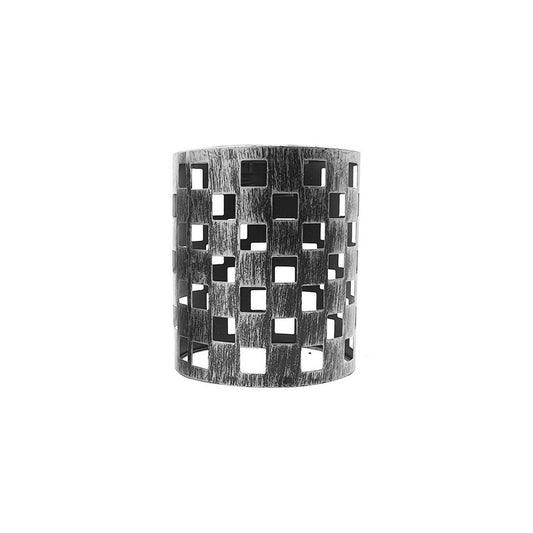 Brushed Silver Check Style Cylinder Light Shade