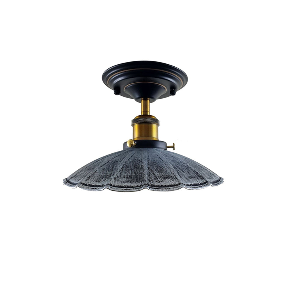Brushed Silver Umbrella Vintage Style Ceiling Light - Flush Mounted