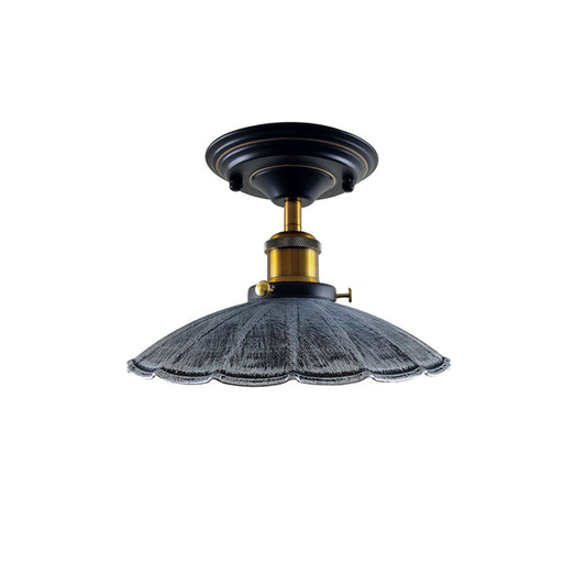 Brushed Silver Umbrella Vintage Style Ceiling Light - Flush Mounted