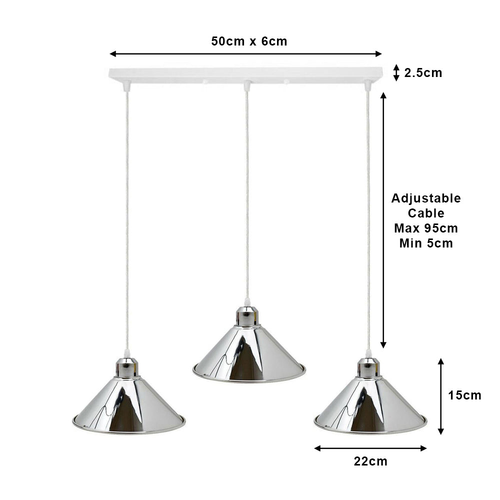 Chrome & White 3 Light Pendant
