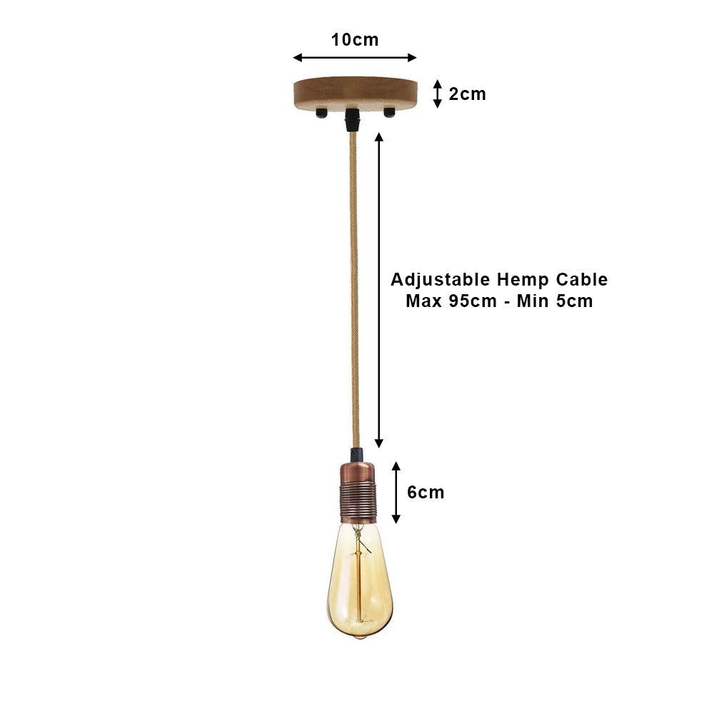 Yellow Brass Vintage Hemp Pendant Light