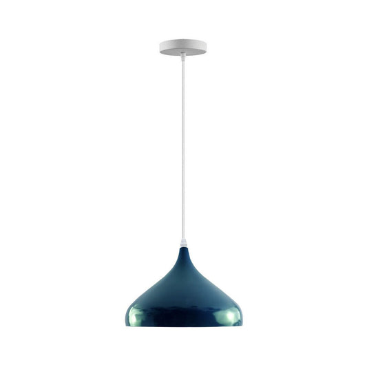 Cyan Blue & White Teardrop Pendant Light - Large