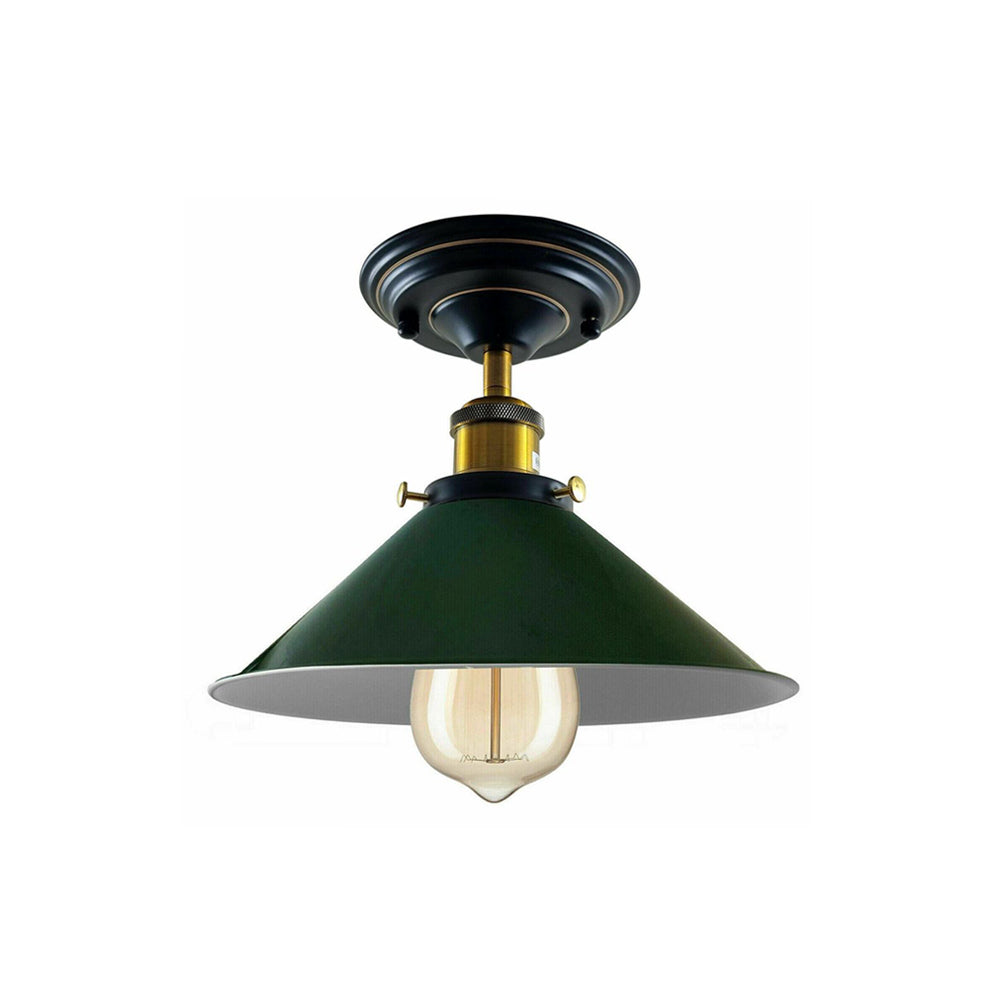 Green Cone Vintage Style Ceiling Light - Flush Mounted