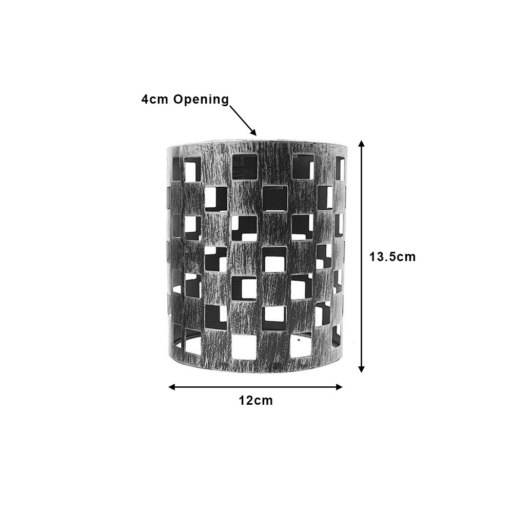 Brushed Brass Check Style Cylinder Light Shade
