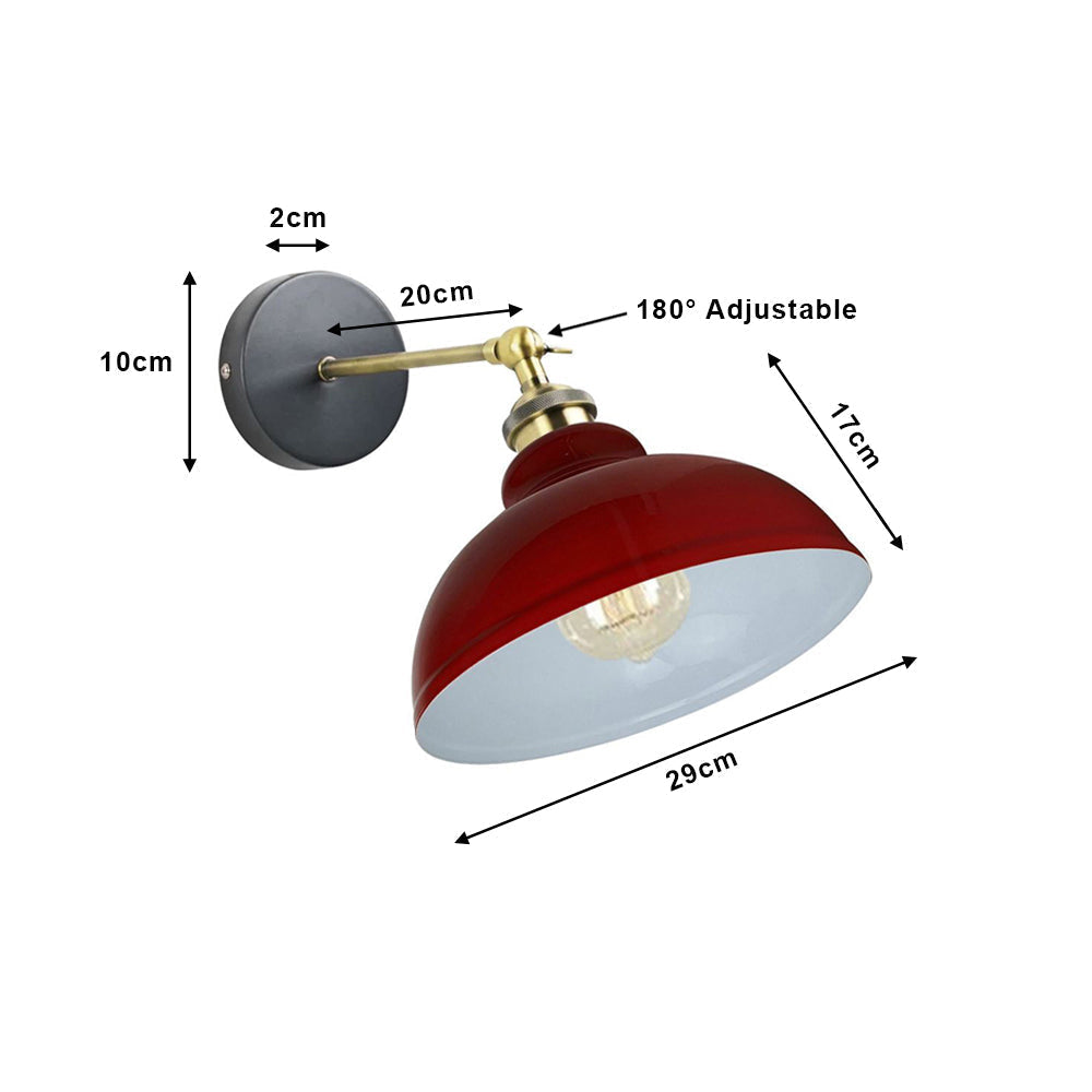 Rustic Red Dome Vintage Wall Light