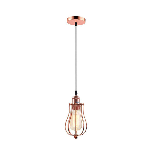 Rose Gold Cage Pendant Light