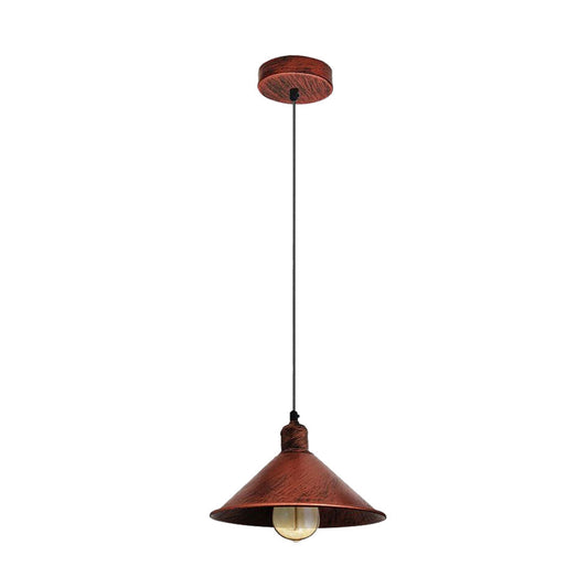 Rustic Red Cone Vintage Pendant Light